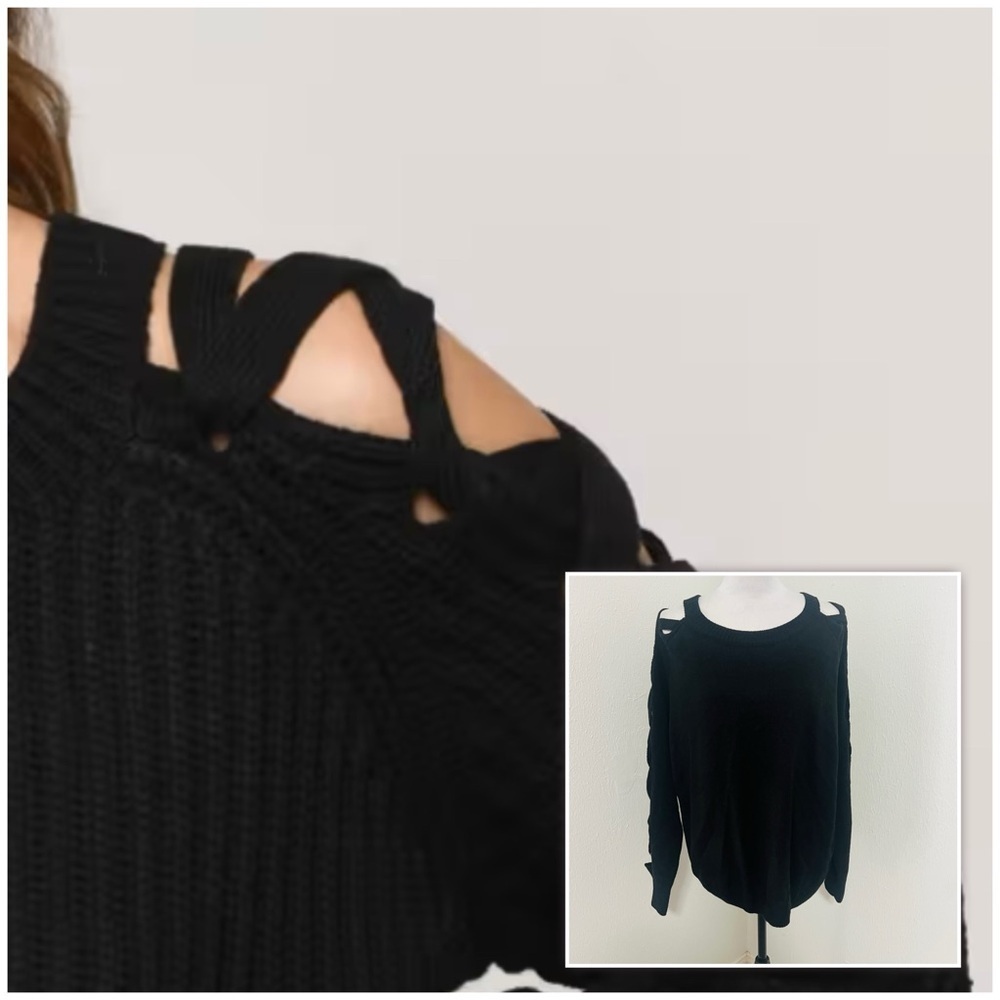 SHEIN Women’s XL Black Comfy OpenOff-the-Shoulder Sweater Casual EUC